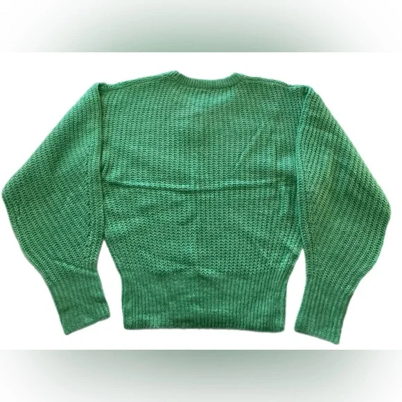 Zara Purl Knit balloon sleeve sweater  Green - Picture 4 of 10